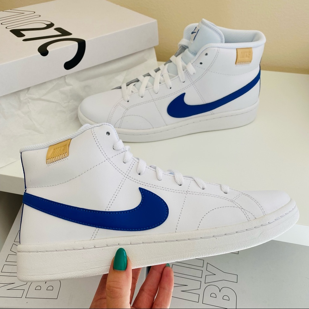 New Nike court royale 2 white mid top sneakers shoes blue swoosh - Picture 4 of 8